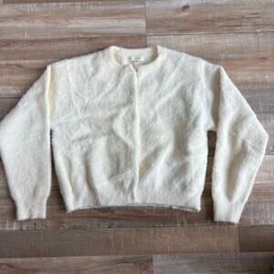 Line&Dot Fuzzy Cream Cardigan Size S